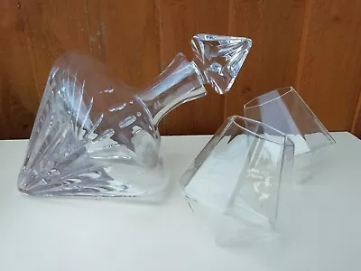 Buy Stuart Crystal Conical Decanter & Soiree Diamond Faceted Whiskey Tumblers Joblot • 19.99£