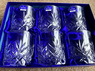 Buy Royal Doulton Finest Crystal Juliett Whiskey Glasses Boxed Set Of 6 • 85£