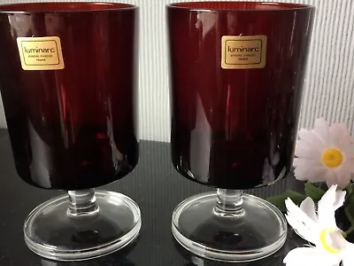 Buy 2x Luminarc French Wine Glasses Ruby Red Cavalier Goblets Drink Glassware 180ml • 10£