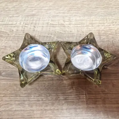 Buy 🚨Star Shaped Gold Coloured Glass Tealight Candle Holders X 2 • 4.95£