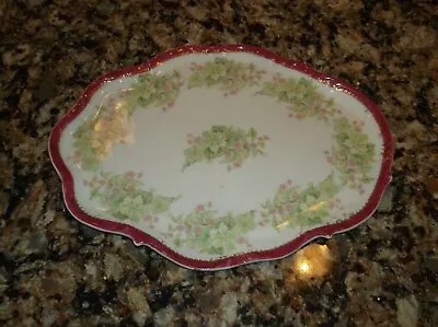 Buy Vintage Antique China Pottery P & B Limoges France Red Marked Platter Dish 7x10 • 56.88£
