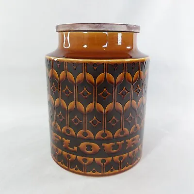 Buy Hornsea Heirloom Ceramic Flour Jar Barrel Wooden Lid Canister Brown 1976 Vtg • 21.95£