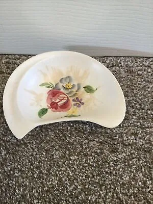 Buy Vintage E Radford Pottery - Hand Painted - Half Moon Trinket Dish - Flora • 6£