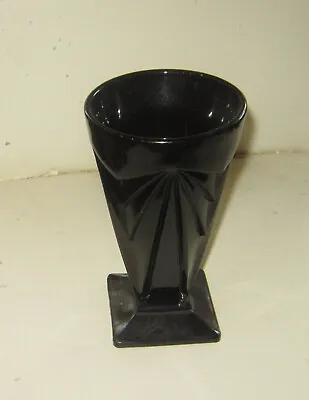 Buy Vintage Art Deco Black Amethyst Glass Skyscraper Vase - Gorgeous • 43.43£