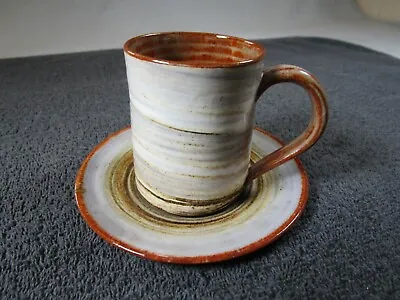 Buy Lovely Vintage Wold Pottery Coffee Expresso Cup And Saucer Cream / Brown Glaze • 10.95£