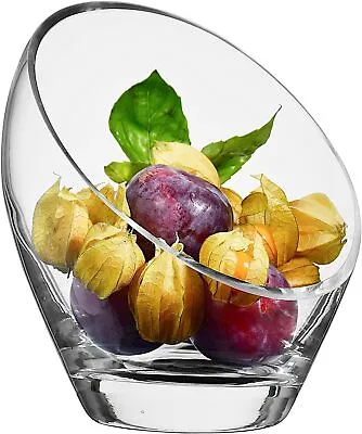 Buy Clear Glass Hand Crafted Slant Bubble Bowl Fruit Sweets GLORIA H22cm Set Of 2 • 44.99£