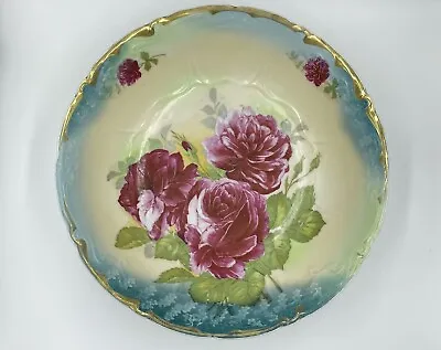 Buy Antique Bavarian China Hand Painted Porcelain Bowl, 11” Diameter • 30.31£