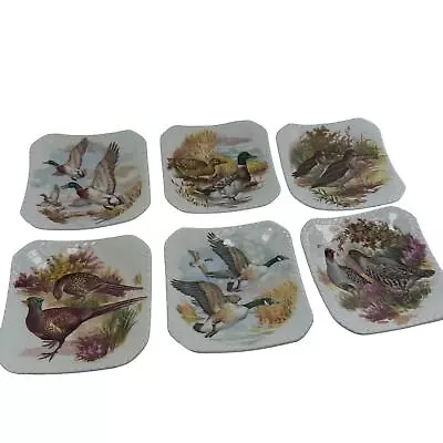 Buy Set Of 6 Royal Adderley Floral Bone China Square Plates Made In England 4x4 In • 36.05£