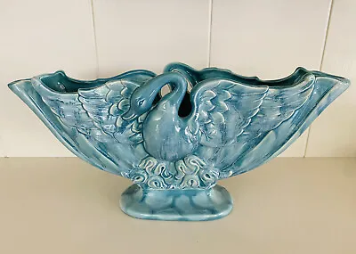 Buy Vtg Royal Haeger 1947 Swan Series Vase Diamond Jubilee Cloudy Blue Glaze 8”x 17” • 16.21£