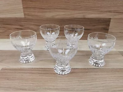 Buy 5 X Vintage Floral Etched Crystal Glass Liqueur Glasses • 16.99£