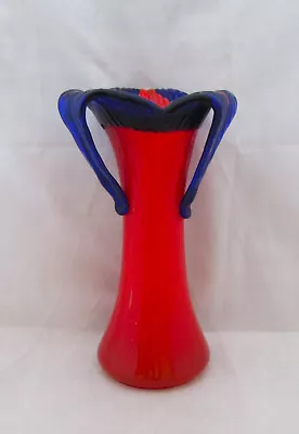 Buy Art Deco Czech Tango Glass 3 Lobed Vase, Red & Blue, [kralik, Welz, Loetz] C1930 • 7.99£