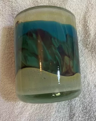 Buy Mdina Glass Vintage Vase Tiger Pattern Signed Blue And Green Colour Way • 25£
