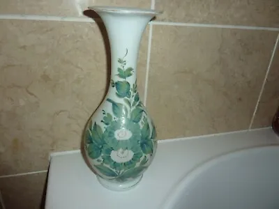 Buy Victorian 28.7cm Milk Glass Vase With Green &white Flower With Green Leaf Design • 25£