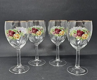 Buy Set Of 4 Royal Doulton Old Country Roses Wine Glasses/Goblets  • 61.45£