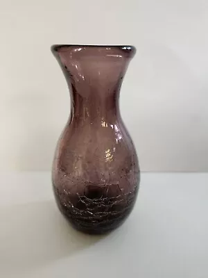 Buy Vintage Antique Blenko Blown Art Glass Vase In Amethyst Crackle Rare CW Mini  • 94.83£