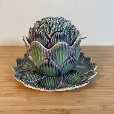 Buy Artichoke Serving Dish Tureen With Spoon And Plate Made In Portugal • 36.09£