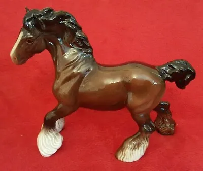 Buy Beswick Large Brown Cantering Shire Horse VGC  • 29.99£