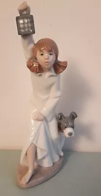 Buy Collectible Vintage Porcelain Nao Lladro Girl With Lamp 'Who's There?' Figurine • 14£