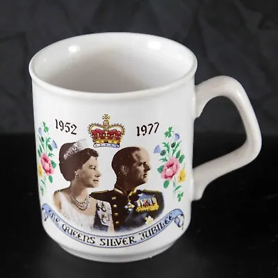 Buy Royal Silver Jubilee Of Queen Elizabeth II Vintage Commemorative White China Cup • 12.38£