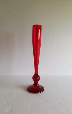 Buy Whitefriars Ruby Red Knopped Specimen Vase  No.9484 C1960 • 25£