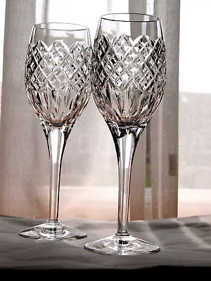 Buy Stuart Crystal  BLENHEIM  Wine Glasses Pair Vintage Mint Signed • 45£