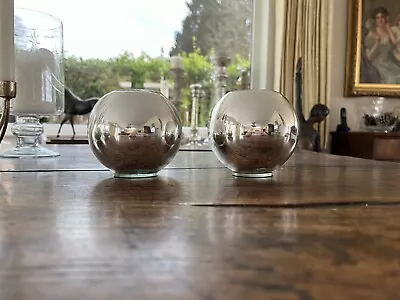 Buy The White Company Pair Of Silver Mercury Mirror Glass Globe Tea Light Holders  • 25£
