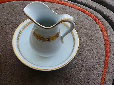 Buy MONTOR Pottery Small Wash  Bowl And Jug Patterned In Gold • 7.99£