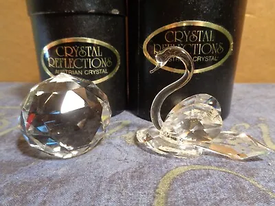 Buy Cut Glass Globe Ball And Swan By Crystal Reflections • 7.99£