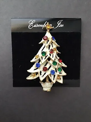 Buy VTG Signed Eisenberg Ice  Christmas Tree Brooch/Pin Multi Colored Rhinestones • 37.60£