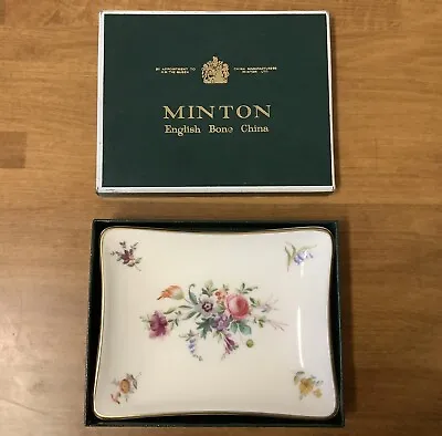 Buy Vintage MINTON Marlow Bone China Trinket Dish. Floral & Gold VGC in Box • 7£