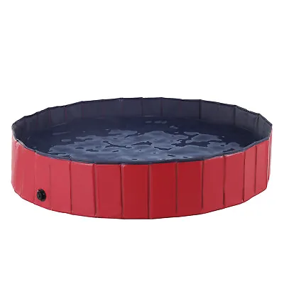 Buy PawHut Pet Paddling Pool Cat Dog Indoor/ Outdoor Foldable 160cm Diameter Red • 39.99£