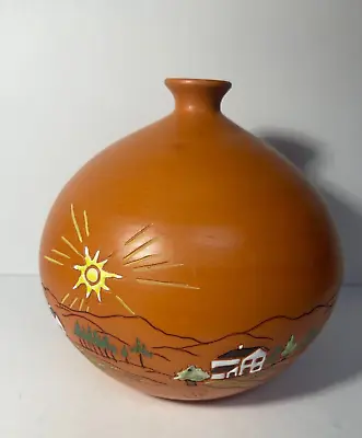 Buy Beautiful Orange Pottery Vase Signed  Oficina Imira Amorini Portugal JG403  • 11.38£