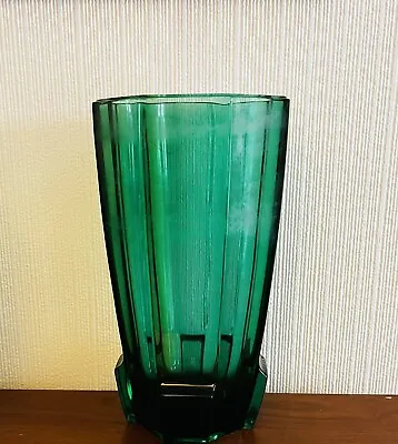 Buy Vintage Czech Green Art Glass Vase Rudolf Schrotter Rudolfova 1930's Sklo Union • 24.95£