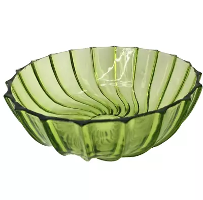 Buy Vintage Depression Glass  Cereal, Candy Dish Bowl Forest Green Swirl Pattern. 9  • 12.97£