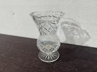 Buy Vintage Cut Glass Crystal Diamond Design Vase • 7.19£