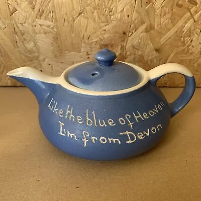 Buy Vintage Devonmoor Pottery Motto Ware Small Tea Pot-  Like The Blue Of Heaven  • 5.99£