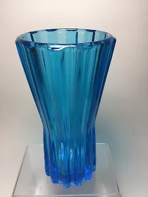 Buy RARE LARGE Vintage Rosice Czech Sklo Union Blue Glass  Vase • 38£
