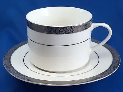 Buy Florida Market Place Silver Scroll Cup And Saucer Platinum Encrusted  Tea Coffee • 7.67£