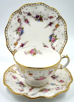 Buy ROYAL CROWN DERBY ANTOINETTE TRIO CUP SAUCER & SIDE PLATE 1st QUALITY BONE CHINA • 175£