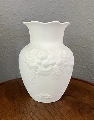 Buy Vintage Vase KAISER 1960’s Signed Made In Germany Floral & Fruit White Porcelain • 17.05£