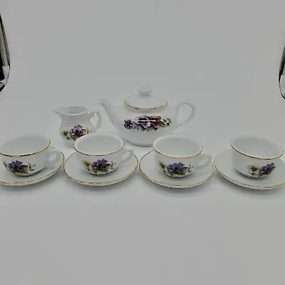 Buy Vintage Miniature Roehler Germany Porcelain Childrens Tea Set Purple Flowers  • 21.20£