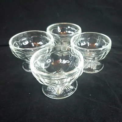 Buy Dessert Bowls Vintage Glass Clear Ice Cream / Sundae Pedestal Bowls X 4 • 14.95£