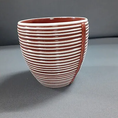 Buy Vintage Sylvac Red, White Ribbed Planter Ceramic Vase Decorative Plant Pot 2567 • 16.95£