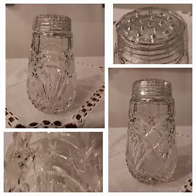 Buy Beautiful Heavy Vintage Cut Glass Sugar Shaker  Original Glass Top 11.5cm Vgc  • 12£