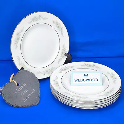 Buy Wedgwood WESTBURY R4410 * 6 X Large DINNER PLATES (27cm) Green & Platinum * EXC • 32.50£