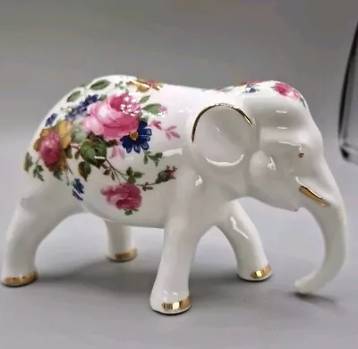 Buy CROWN BONE CHINA FLORAL ELEPHANT Made In ENGLAND  • 8£