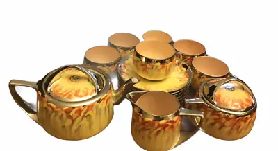 Buy VTG Thomas Bavaria Porcelain 15 Piece Tea Set Signed Jorgensen Yellow And Silver • 142.30£
