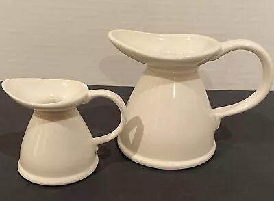 Buy Vintage Lord Nelson Pottery 2-78 England  Set Of Two Pitchers/Creamers In White • 28.59£