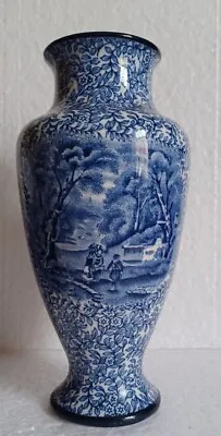 Buy Antique James Kent Ye Old Foley Ware  Blue & White Pottery Vase C.1910. 8 Inches • 65£