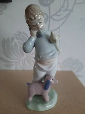 Buy Nao By Lladro  Porcelain Figure ' Boy On Telephone With Dog And Teddy' No 1044 • 26£